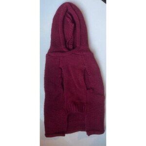 Burgundy Knit Dog Sweater – Cozy Pullover Winter Coat for Small Pets